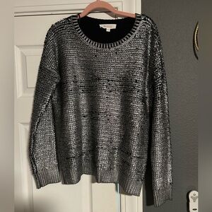 Vince Camuto Black and Silver Knit Top